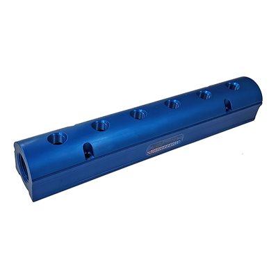 Manifold, Blue Aluminum (6) 1/4" Ports & 1"Inlets Smartflow# 8SA-6-2-2-Z 