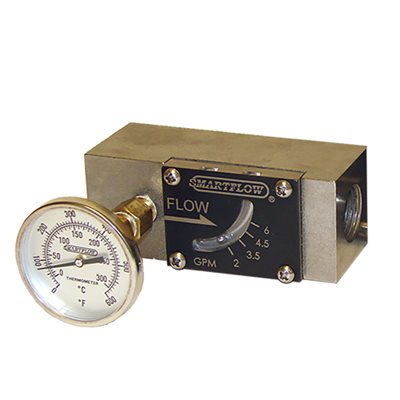Flowmeter Hot Oil 1/2"NPT w/Temp Gauge 2-6gpm